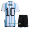 Conjunto (Camiseta+Pantalón Corto) Argentina 3 Star MESSI 10 Primera Equipación Mundial 2022 - Niño